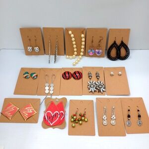 Mixed Earrings Lot 15 Pairs Clip On & Pierced Statement Retro Boho drop